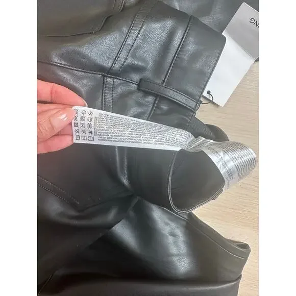 Mango Black Straight Leather Pants - Size 4 - NEW